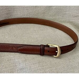 Johnston & Murphy Mens Brown Leather Dress Belt Solid Brass Buckle J271 Size 36